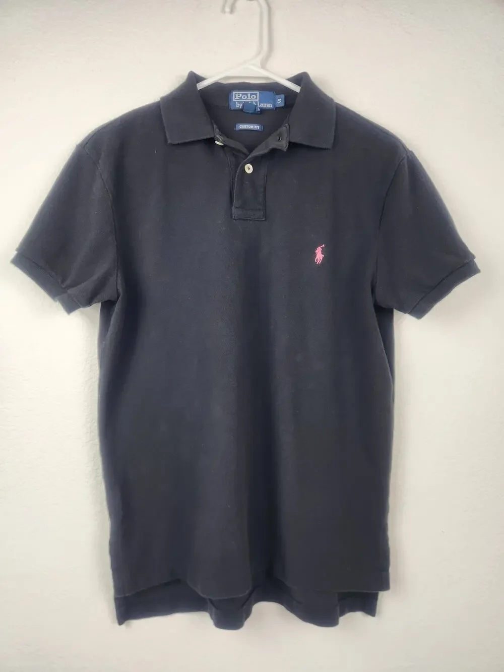 Polo Ralph Lauren Polo Shirt Short Sleeve Black Men Small Pink Logo